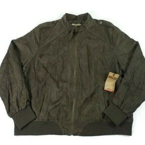 Ruff Hewn Green Faux Suede Bomber Style Zip Front Jacket Womens 2X Military - Picture 6 of 14